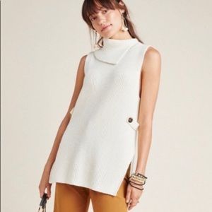 Anthropologie Sleeveless Sweater Tunic- Medium, White/cream color